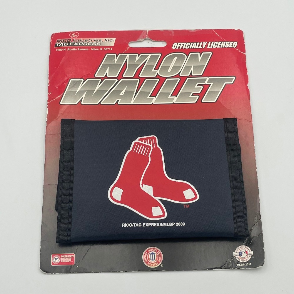 Boston Red Sox MLB Nylon Tri-Fold Velcro Wallet Rico Industries Navy Blue NOS